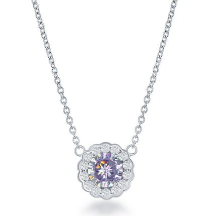 Sterling Silver June Birthstone CZ Necklace and Earrings Set ,