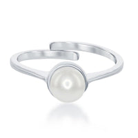 Sterling Silver "June" Pearl Bezel Set Ring ,