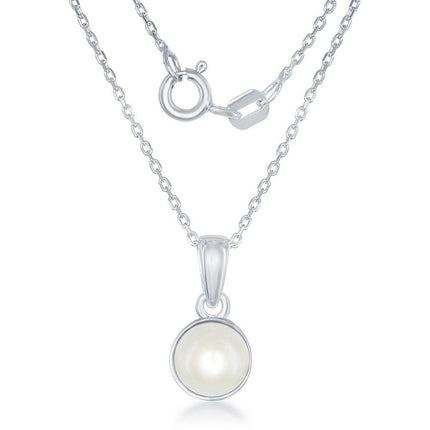 Sterling Silver June Pearl Pendant Chain ,