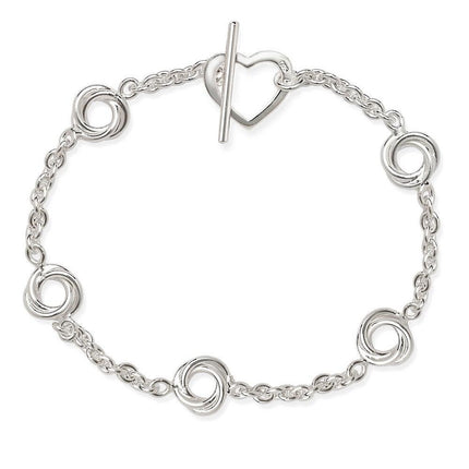 Sterling Silver Knot with Heart Toggle Bracelet ,