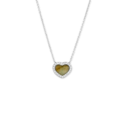 Sterling Silver Labradorite Heart CZ Pave Necklace ,