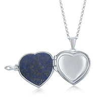 Sterling Silver Lapis Designed Heart Locket ,