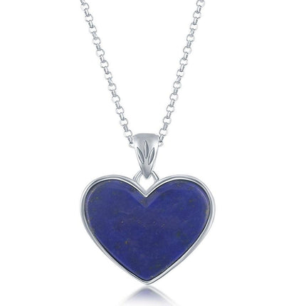 Sterling Silver Lapis Heart Pendant ,