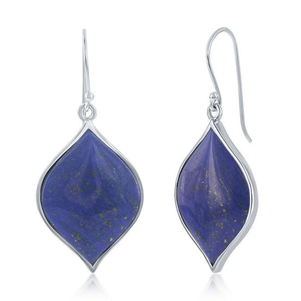 Sterling Silver Lapis Marquise Shaped Earrings ,