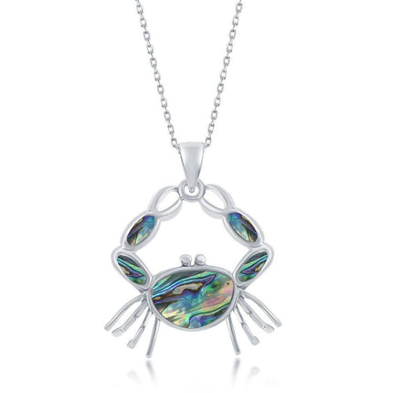 Sterling Silver Large Abalone Crab Pendant Chain ,