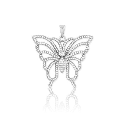 Sterling Silver Large Butterfly Pendant Chain ,