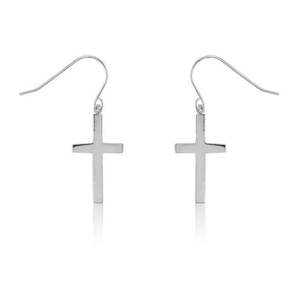 Sterling Silver Large Cross Earrings ,