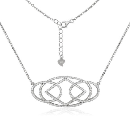 Sterling Silver Large CZ Micro Pave Necklace ,