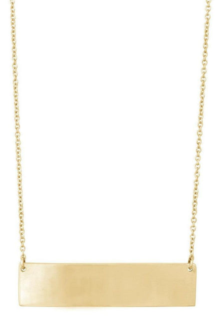 Sterling Silver Large Flat Bar Gold Plated Necklace ,
