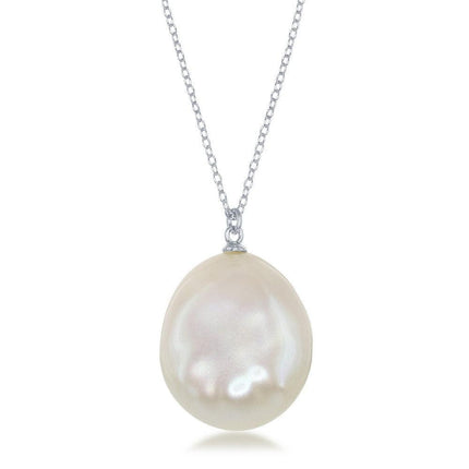 Sterling Silver Large Freshwater Baroque Pearl Necklace ,
