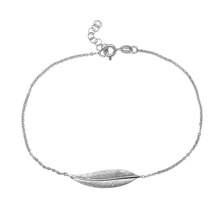 Sterling Silver Large Leaf Anklet ,