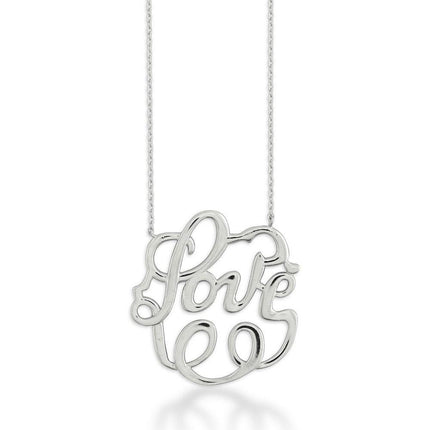 Sterling Silver Large Love Monogram Necklace ,