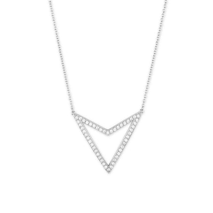 Sterling Silver Large Open CZ Arrow Necklace ,