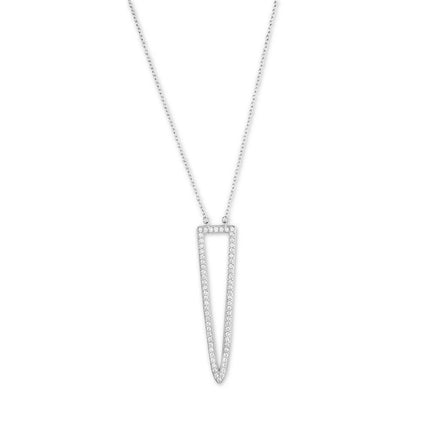 Sterling Silver Large Open CZ Triangle Necklace ,