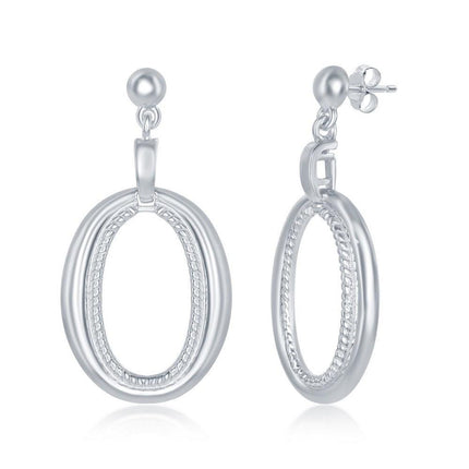 Sterling Silver Large Open Oval Earrings ,