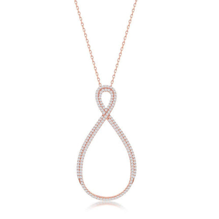 Sterling Silver Large Open Pear Shaped Infinity Design Necklace ,