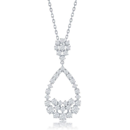 Sterling Silver Large Pear-shaped CZ Pendant ,