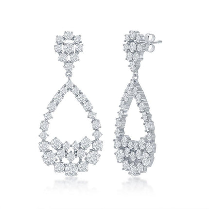 Sterling Silver Large Pearshaped CZ Earrings ,