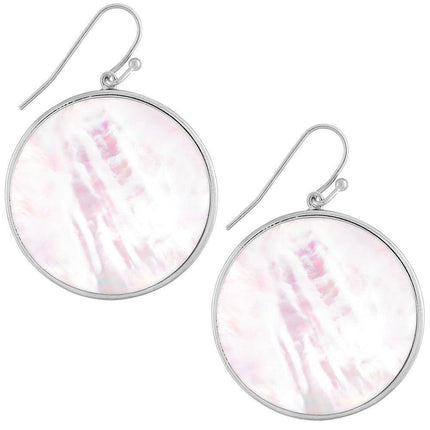 Sterling Silver Large Round White MOP Earrings ,