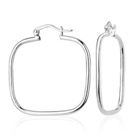 Sterling Silver Large Square Hoop Earrings, 2 x 35 mm ,