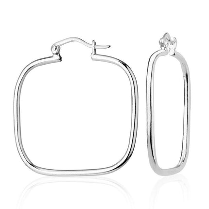 Sterling Silver Large Square Hoop Earrings, 2 x 35 mm ,