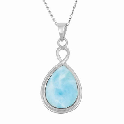 Sterling Silver Large Teardrop Larimar Pendant ,