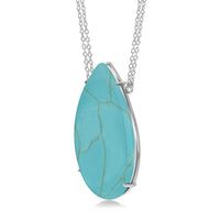 Sterling Silver Large Teardrop Turquoise Necklace ,