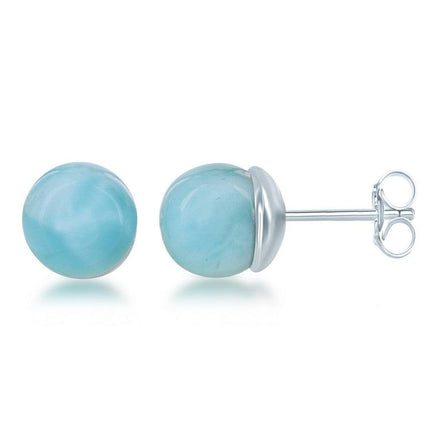 Sterling Silver Larimar Ball Earrings ,