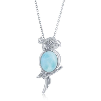 Sterling Silver Larimar Bird Pendant ,