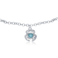 Sterling Silver Larimar Crab Anklet ,