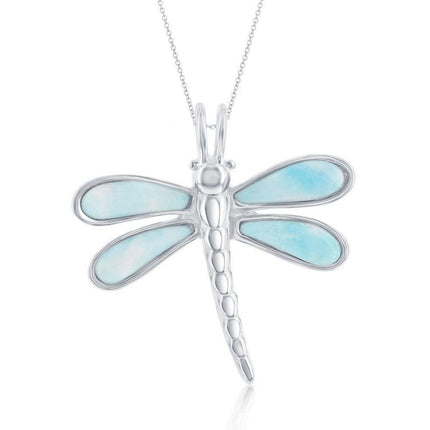 Sterling Silver Larimar Dragonfly Pendant ,