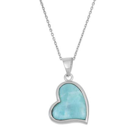 Sterling Silver Larimar Heart Pendant ,