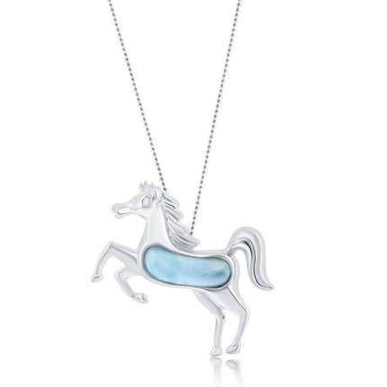 Sterling Silver Larimar Horse Pendant ,