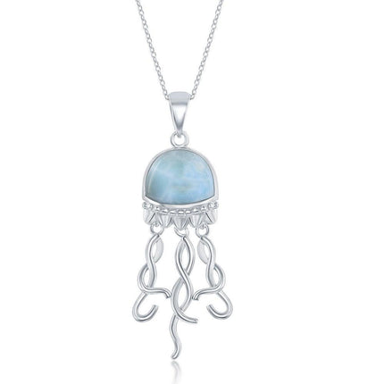 Sterling Silver Larimar Jellyfish Pendant Only ,