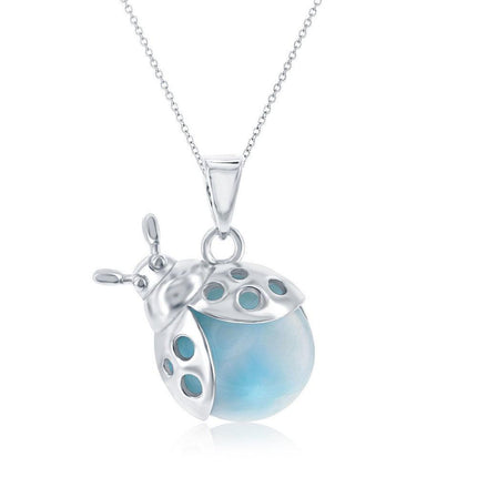 Sterling Silver Larimar Lady Bug Pendant ,