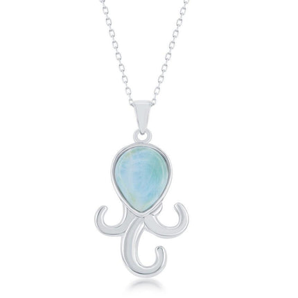 Sterling Silver Larimar Octopus Pendant ,