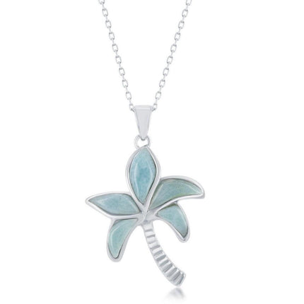 Sterling Silver Larimar Palm Tree Pendant ,