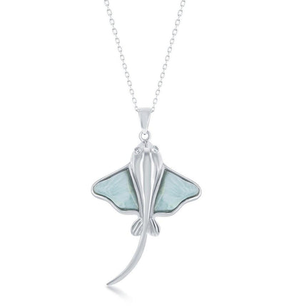 Sterling Silver Larimar Stingray Pendant ,