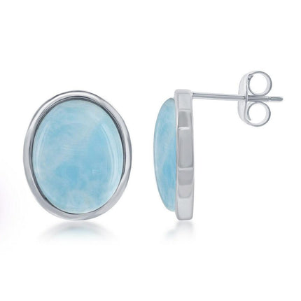 Sterling Silver Larimar Stud Earrings ,
