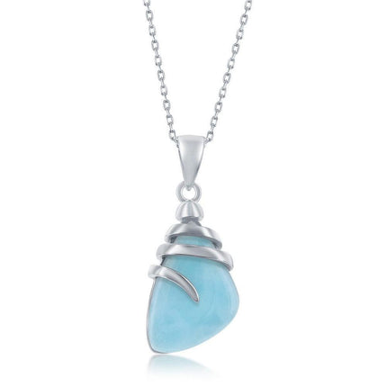 Sterling Silver Larimar Twist Design Pendant ,
