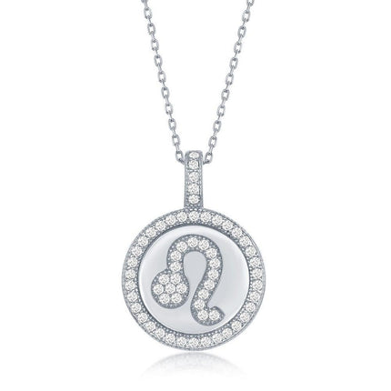 Sterling Silver Leo Zodiac Disc Pendant Chain ,