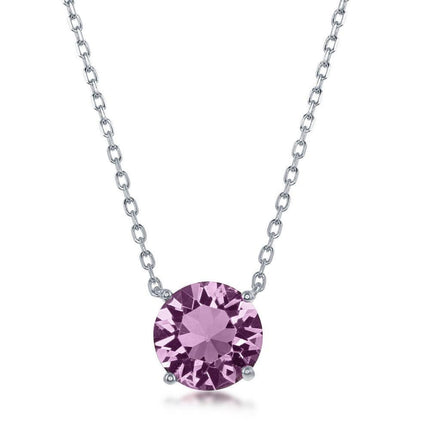 Sterling Silver Light Amethyst "June" Swarovski Element Necklace ,