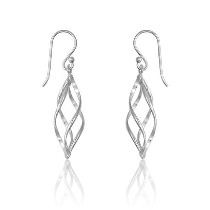 Sterling Silver Lined Oval Earrings ,