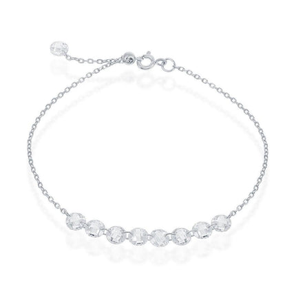 Sterling Silver Linked Cubic Zirconia Bracelet ,