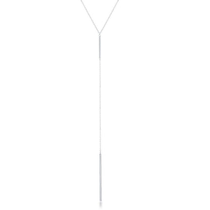 Sterling Silver Long Hanging Chain Bar Y Necklace ,