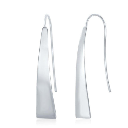 Sterling Silver Long Triangle Shaped Earrings ,