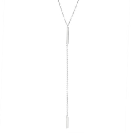 Sterling Silver Long Y Design Double Bar Necklace ,