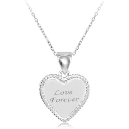 Sterling Silver "Love Forever" Heart Pendant Chain ,