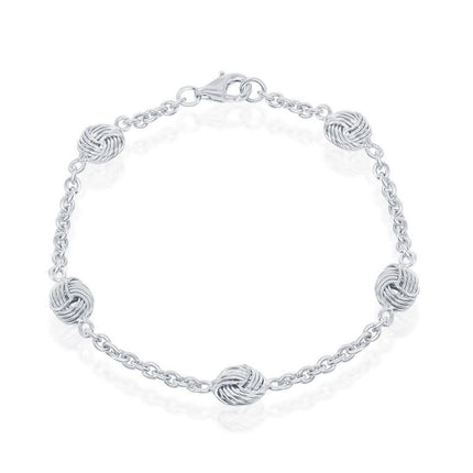 Sterling Silver Love Knot Linked Bracelet, 7.25" ,
