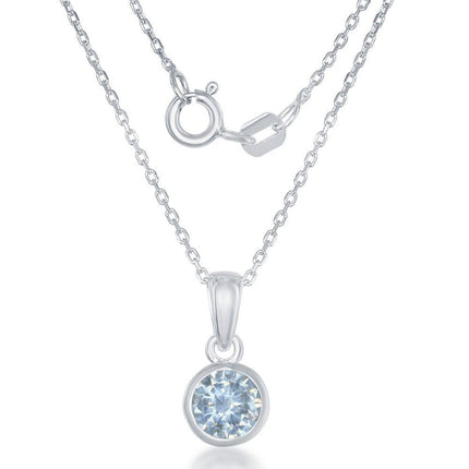 Sterling Silver March Aquamarine Pendant Chain ,